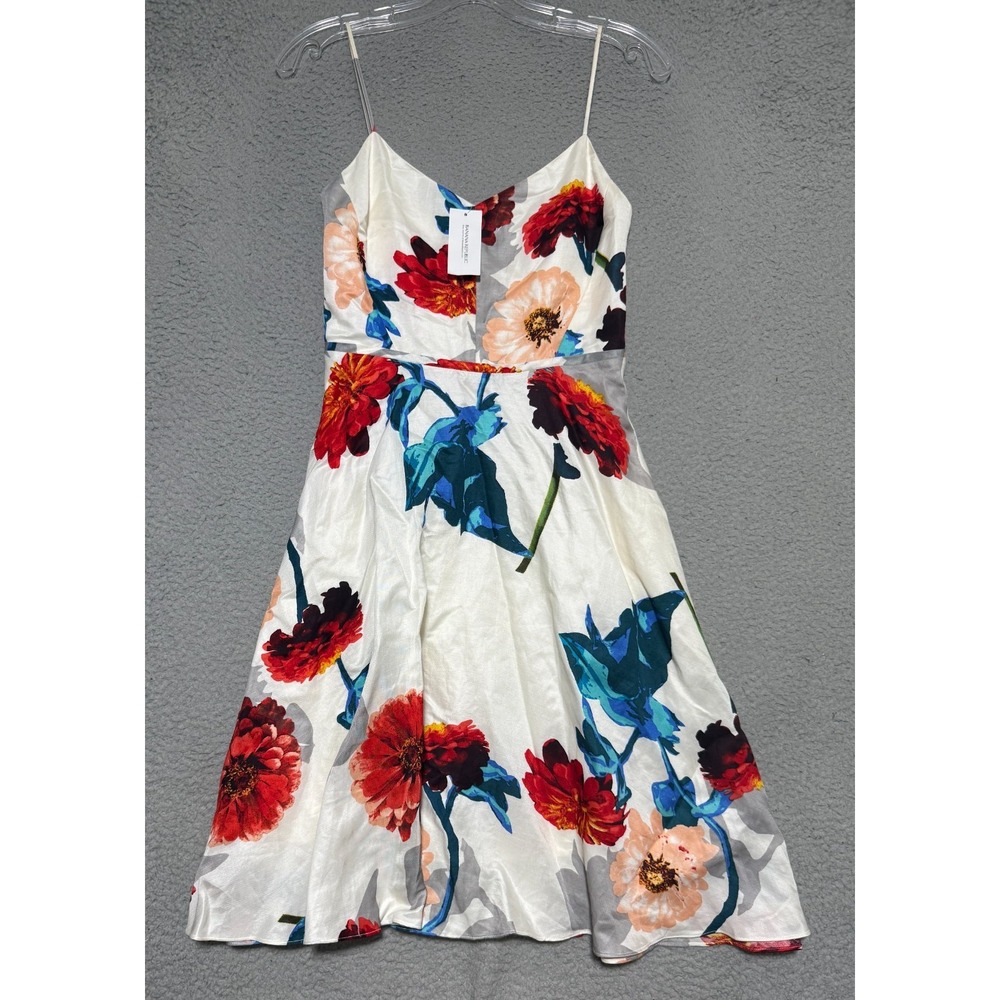 NEW with tags Banana Republic Linen Blend Bold Floral Dress Size 0 Red Poppies